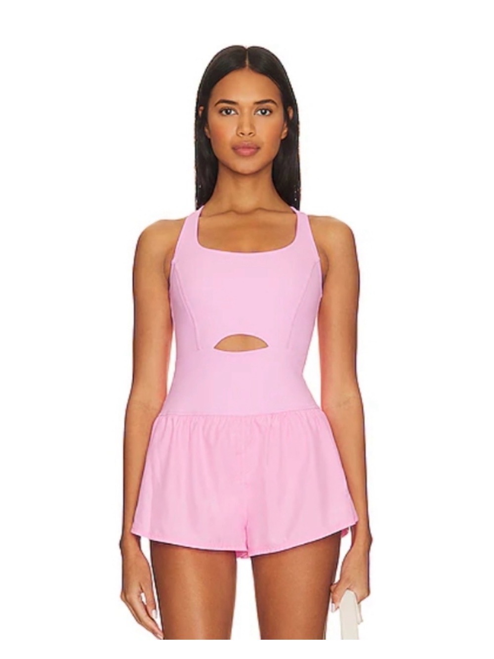 FP Movement by Free People Pink Square-Neck Tank Romper